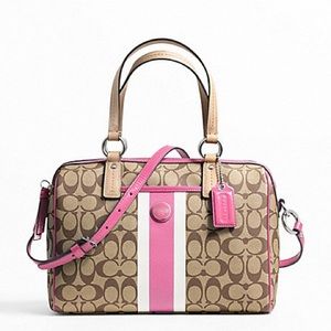COACH Signature Stripe PVC Satchel AND Wallet
